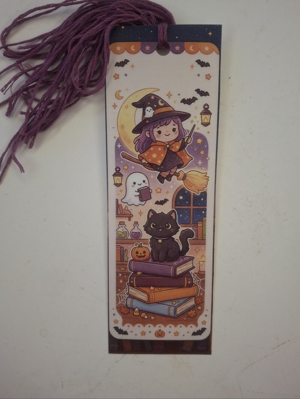 Kawaii Witch Cat Bookmark Whimsical Halloween Book Fall Witch girly reading